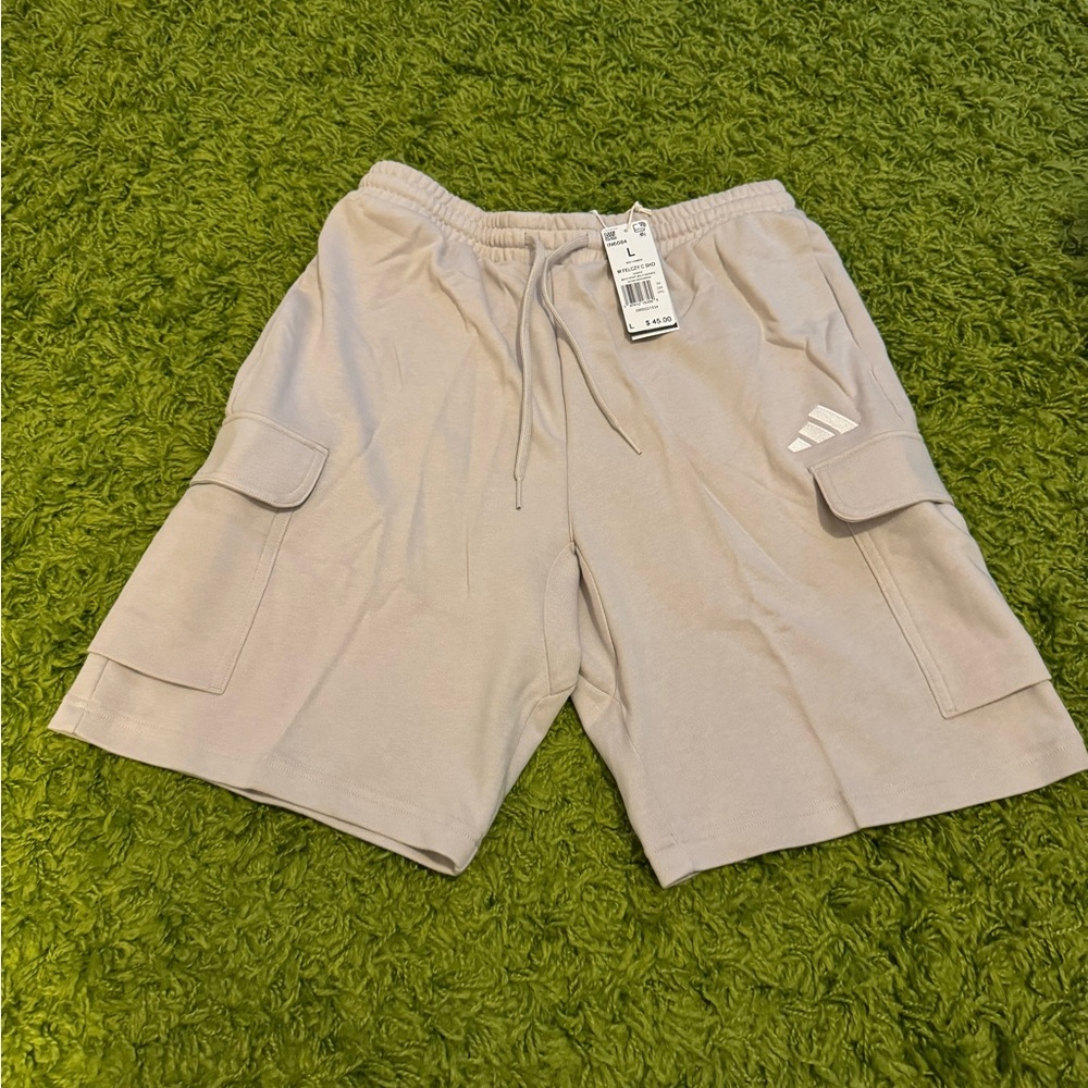 Adidas Men's Dusty Gray Cozy Cargo Shorts- NWT